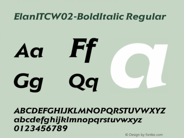 Elan ITC W02 Bold Italic Version 1.02 Font Sample