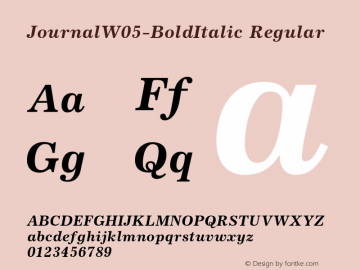 Journal W05 Bold Italic Version 2.10 Font Sample