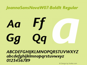 Joanna Sans Nova W07 Bold It Version 1.00 Font Sample