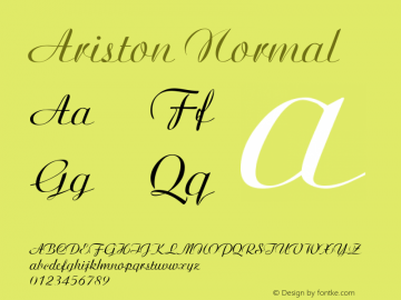 Ariston Normal Version 1.000 2005 initial release Font Sample