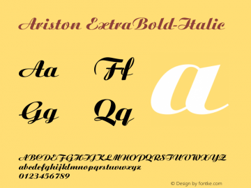 Ariston ExtraBold-Italic Version 001.000 Font Sample