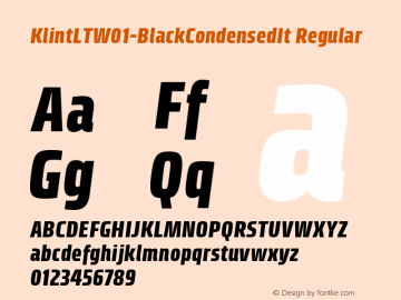 Klint LT W01 Black Condensed It Version 1.00 Font Sample