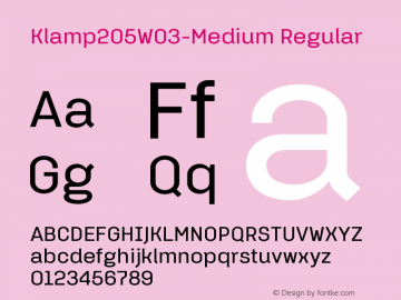 Klamp 205 W03 Medium Version 1.00 Font Sample