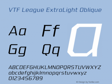 VTF League ExtraLight Oblique Version 3.007 | wf-rip DC20190820 Font Sample