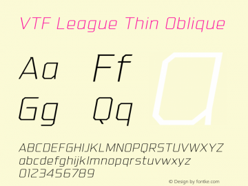 VTF League Thin Oblique Version 3.007 | wf-rip DC20190820 Font Sample