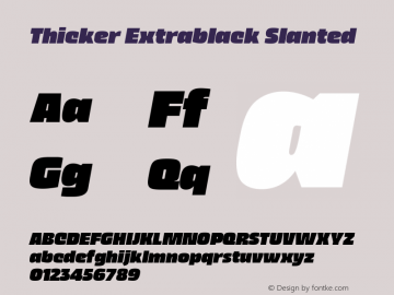 Thicker Extrablack Slanted Version 1.000 Font Sample