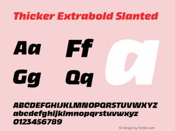 Thicker Extrabold Slanted Version 1.000 Font Sample