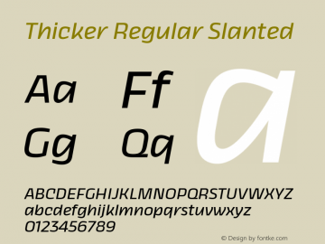 Thicker Regular Slanted Version 1.000 Font Sample