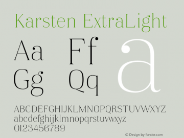 Karsten ExtraLight Version 1.000; wf-rip Font Sample