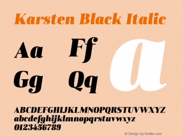 Karsten Black Italic Version 1.000; wf-rip Font Sample