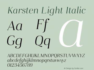 Karsten Light Italic Version 1.000; wf-rip Font Sample