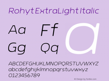 Rohyt ExtraLight Italic Version 1.000; wf-rip Font Sample