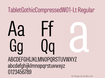 Tablet Gothic Compressed W01Lt Version 1.00 Font Sample