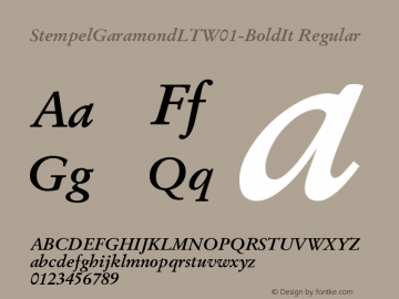 Stempel Garamond LT W01 Bold It Version 1.00图片样张