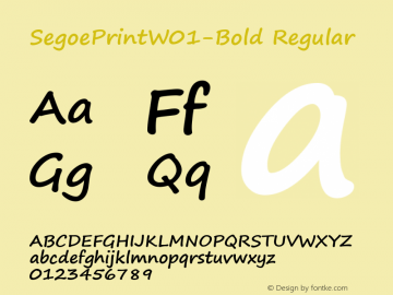 Segoe Print W01 Bold Version 5.20 Font Sample