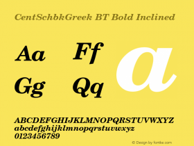 CentSchbkGreek BT Bold Inclined mfgpctt-v1.86 Dec 15 1995 Font Sample