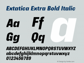 Extatica-ExtraBoldItalic Version 1.000; ttfautohint (v0.97) -l 8 -r 50 -G 200 -x 14 -f dflt -w G图片样张