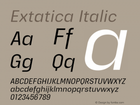 Extatica-Italic Version 1.000; ttfautohint (v0.97) -l 8 -r 50 -G 200 -x 14 -f dflt -w G图片样张