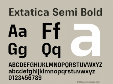 Extatica-SemiBold Version 1.000; ttfautohint (v0.97) -l 8 -r 50 -G 200 -x 14 -f dflt -w G图片样张