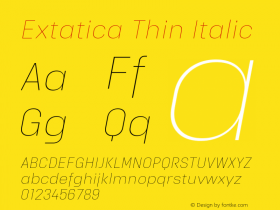 Extatica-ThinItalic Version 1.000; ttfautohint (v0.97) -l 8 -r 50 -G 200 -x 14 -f dflt -w G图片样张