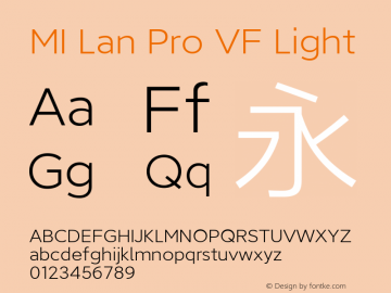 MI Lan Pro VF Light Version 1.41 Font Sample