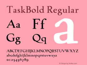 TaskBold Regular Macromedia Fontographer 4.1.5 7/22/02 Font Sample