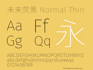未来荧黑 Normal Thin  Font Sample