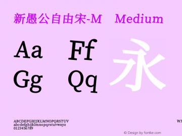 新愚公自由宋-M Version 1.10 Font Sample