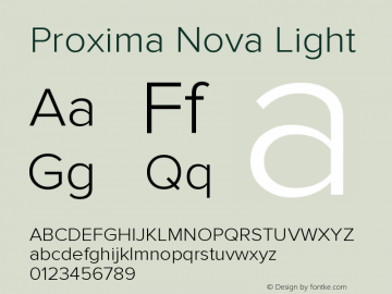 Proxima Nova Light Version 2.003 Font Sample
