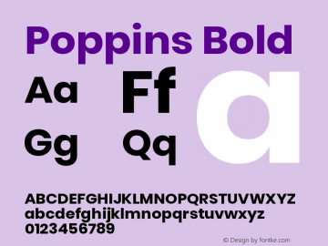 Poppins Bold Version 3.010;PS 1.000;hotconv 16.6.54;makeotf.lib2.5.65590 Font Sample