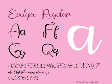 Evelyne Version 1.00;November 25, 2020;FontCreator 12.0.0.2555 64-bit图片样张