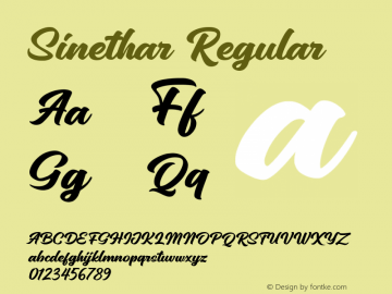 Sinethar Version 1.00;February 25, 2021;FontCreator 11.5.0.2426 32-bit Font Sample