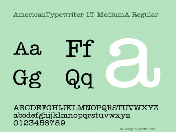 AmericanTypewriter LT MediumA Regular Version 6.0; 2002 Font Sample