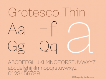 Grotesco Thin Version 1.000;hotconv 1.0.109;makeotfexe 2.5.65596 Font Sample