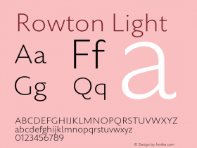 Rowton Light Version 1.0 Font Sample