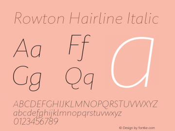Rowton Hairline Italic Version 1.0图片样张