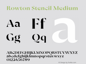Rowton Stencil Medium Version 1.0 Font Sample