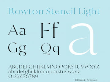 Rowton Stencil Light Version 1.0 Font Sample