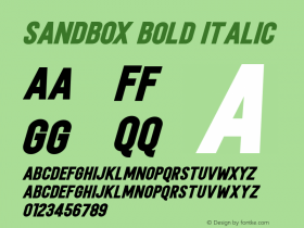 SANDBOX-BoldItalic 1.000 Font Sample