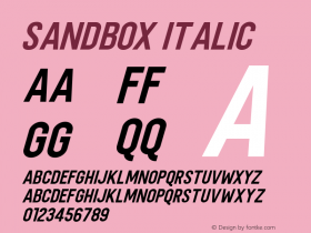 SANDBOX-Italic 1.000 Font Sample