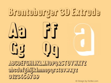 Brontoburger 3D Extrude Version 0.00;January 15, 2021;FontCreator 12.0.0.2552 64-bit Font Sample
