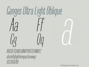 Ganges Ultra Light Oblique 1.000 Font Sample