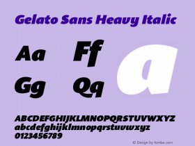 Gelato Sans Heavy Italic 1.000 Font Sample