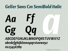 Geller Sans Cm SemiBold Italic 1.000 Font Sample