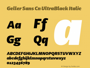 Geller Sans Cn UltraBlack Italic 1.000图片样张