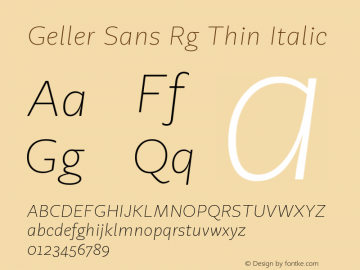 Geller Sans Rg Thin Italic 1.000图片样张