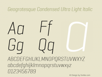 Geogrotesque Condensed Ultra Light Italic 1.000图片样张