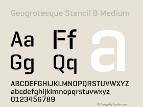 Geogrotesque Stencil B Medium 2.000 Font Sample