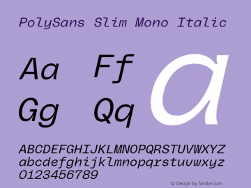 PolySans Slim Mono Italic Version 1.000图片样张