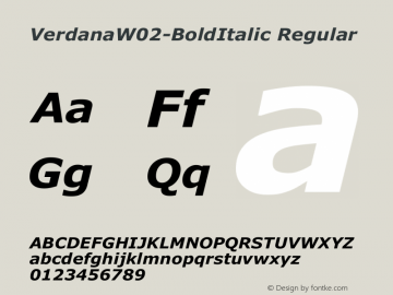 Verdana W02 Bold Italic Version 1.1图片样张